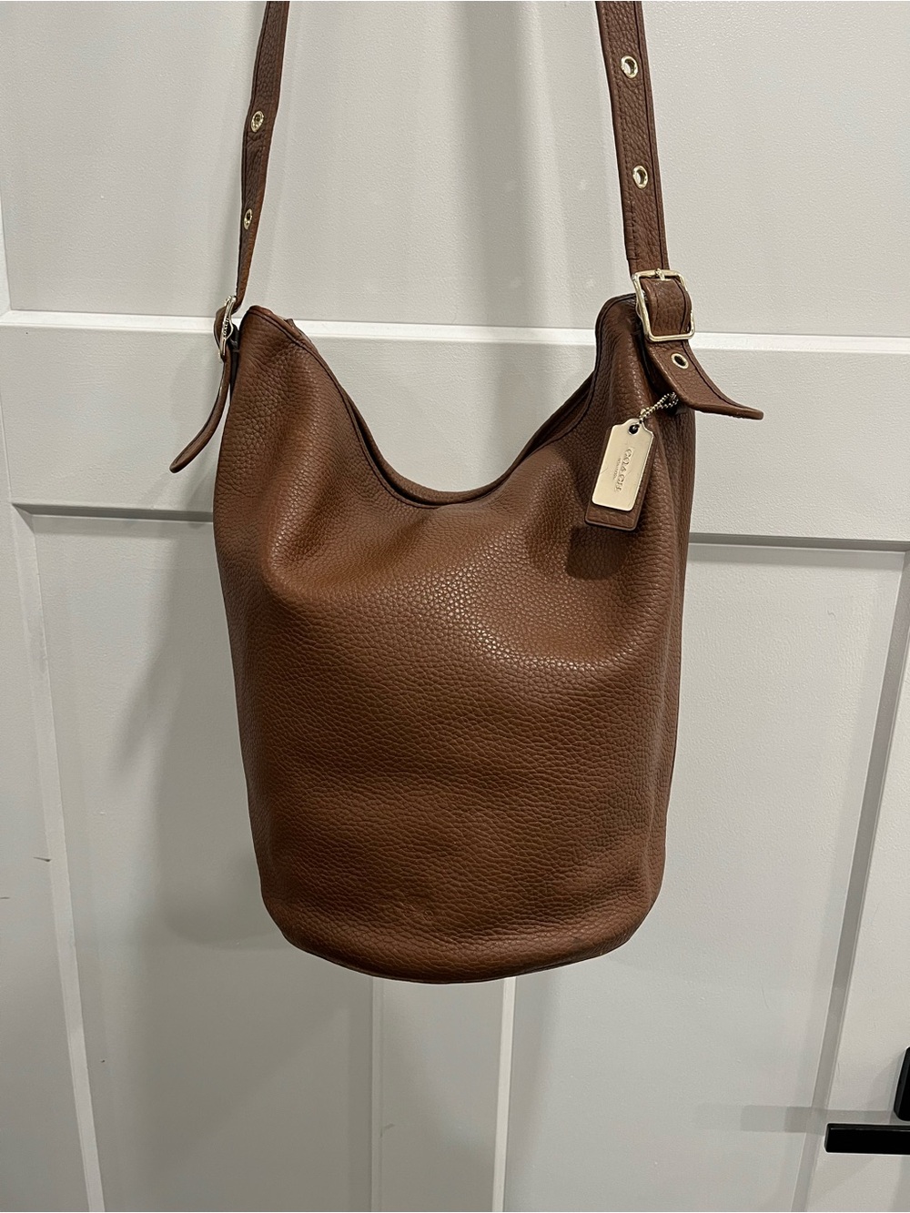 Vintage Coach Brown Pebbled Leather Hobo Bag
